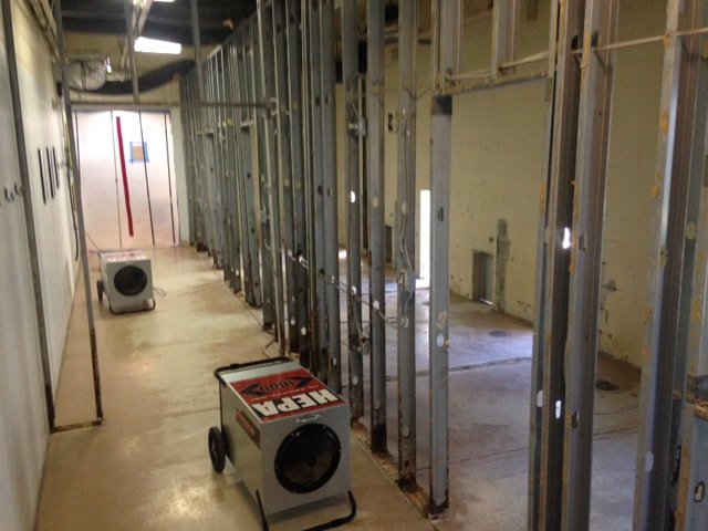 Air scrubbers in mold remediation project