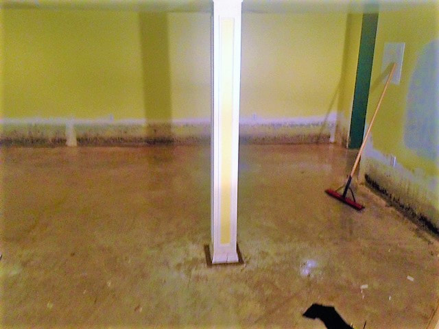 Water on floor of bank foreclosed home