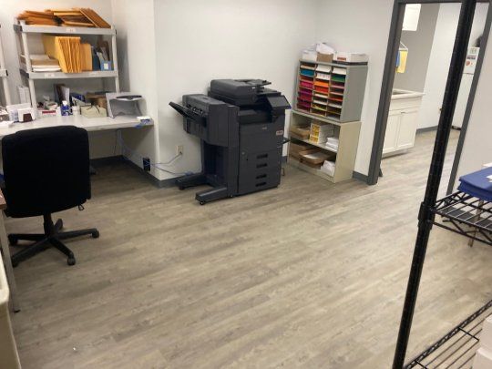 New floor in office building after water damage.